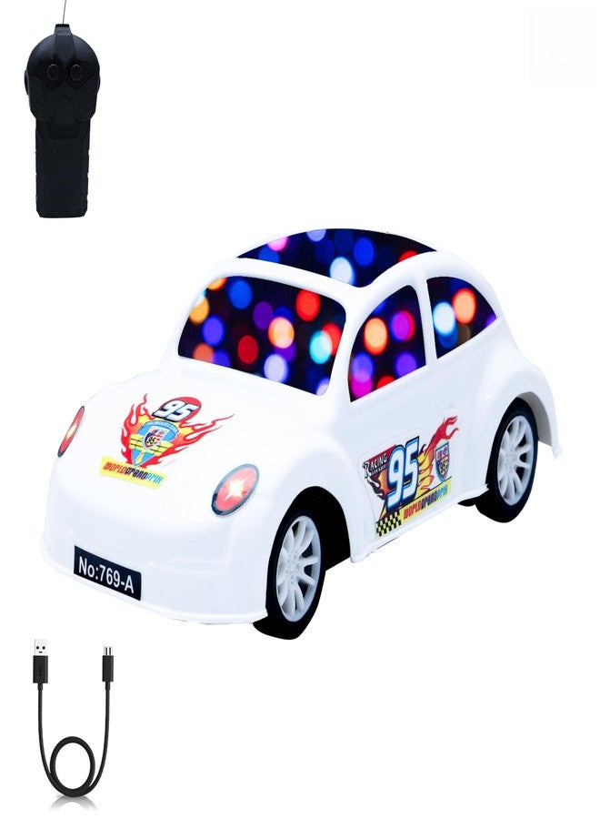 Wonder Rush 3D Mini RC Car for Kids | Rechargeable Remote Control Car with 3D Lights | High Speed Racing Car with USB Charging | Strong Grip Tyres | Toy for Boys & Girls (White) - Image 1